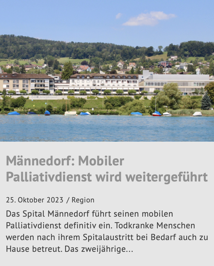 Screenshot eines Internet-Eintrages von palliative zh+sh mit dem Foto des Spitals Männedorf.