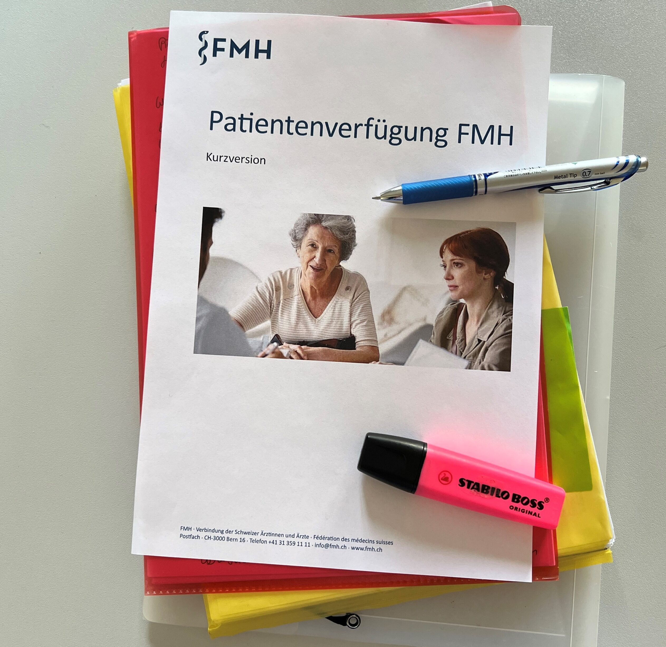 Eine Patientenverfügung der FMH in der Kurzversion.